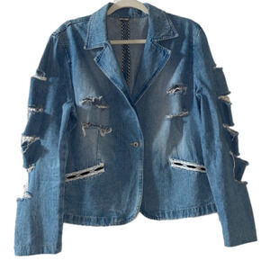 Authentic Shaver Lakes Casuals Destructed Distressed Jean Jacket